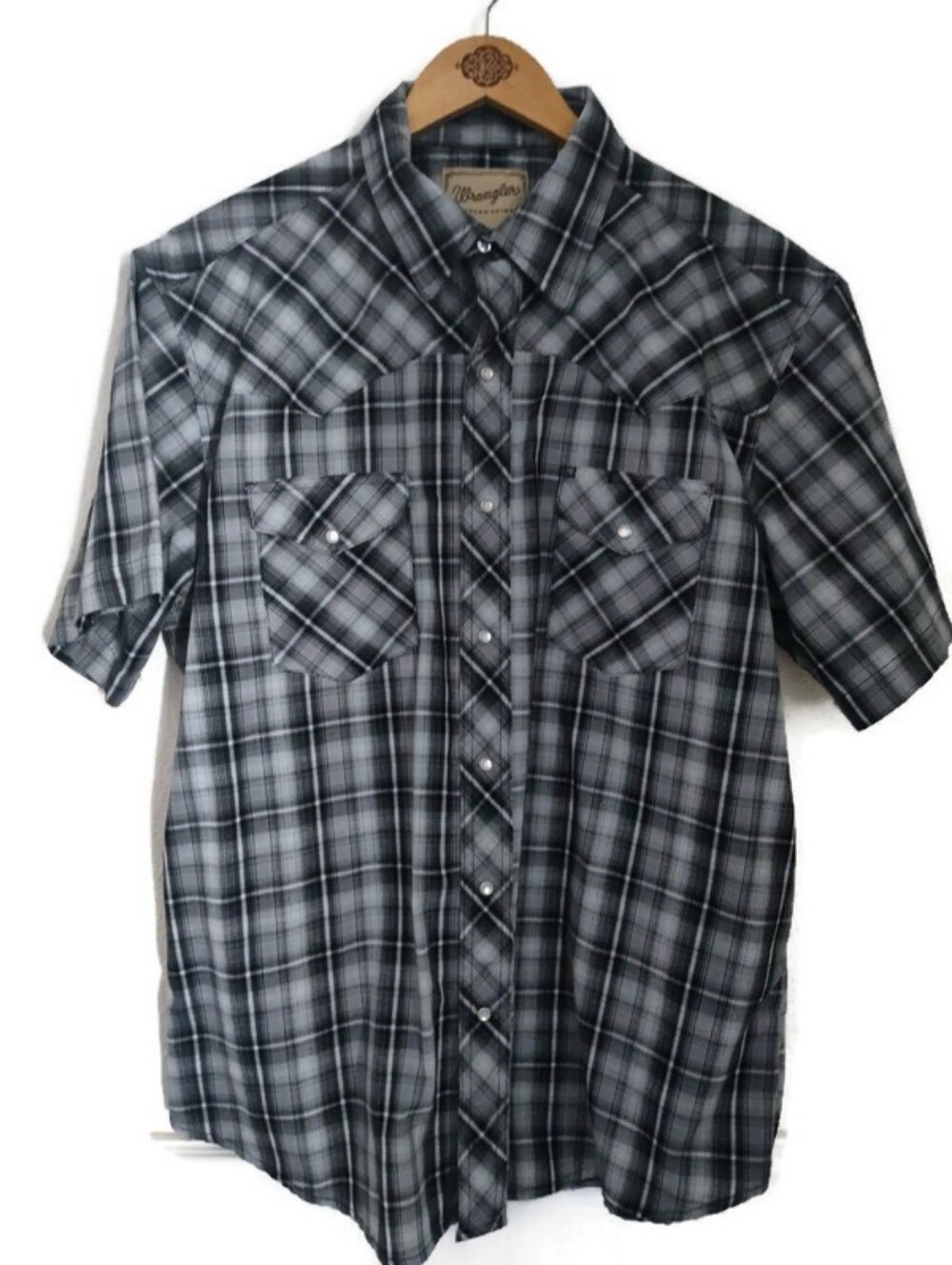 Wrangler Mens Western Rodeo Festival Pearl Button Plaid Shirt Size XL
